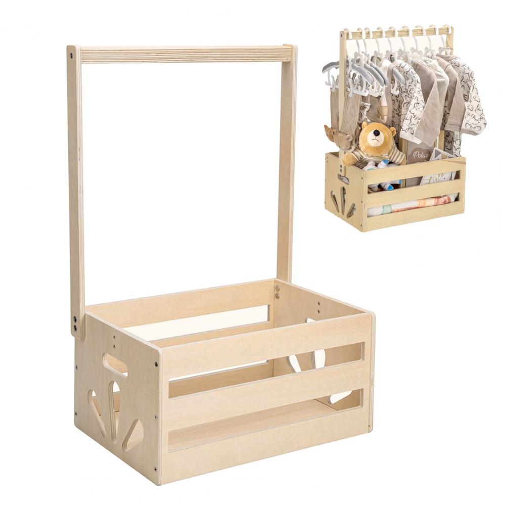 Baby Clothing Rack For Baby Shower - رف تخزين خشبي فريد كهدية للمواليد