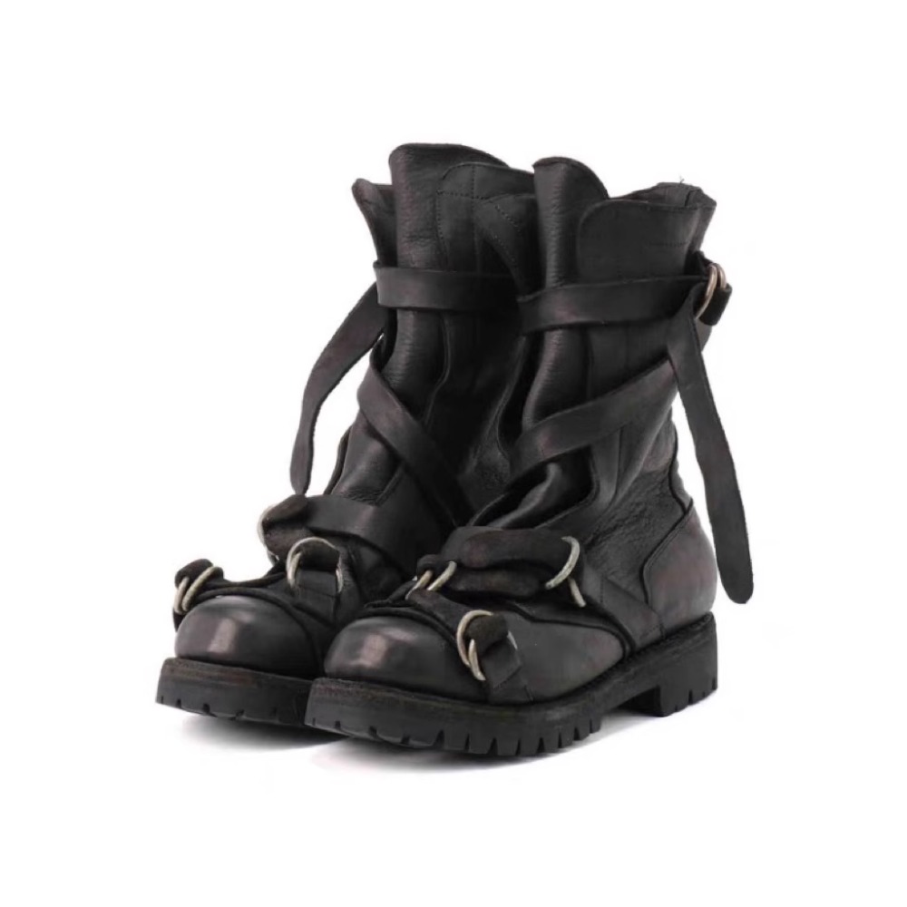 Soft Sole Booties - الرجال الجلود دراجة نارية الأحذية فاسق