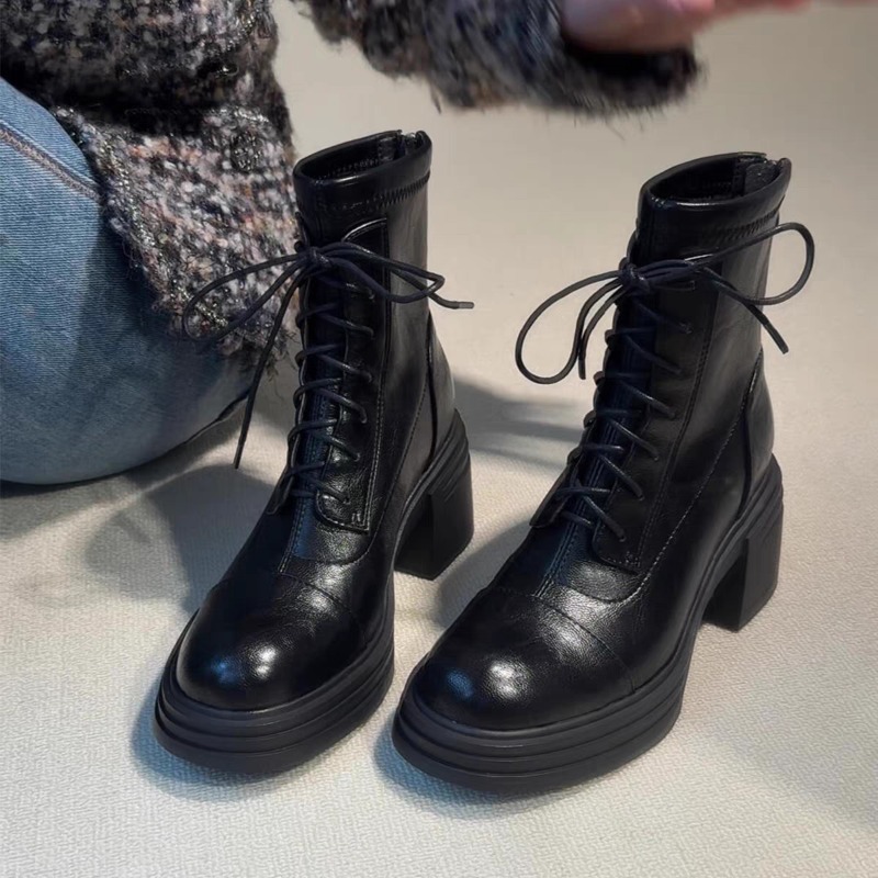 Soft Sole Booties - أحذية نسائية برباط جديدة بمقدمة مستديرة