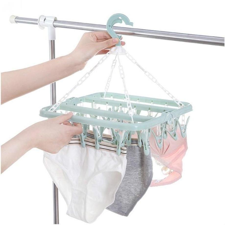 1 قطعة 32 مقاطع الملابس القابل - مراجعة Baby Clothing Drying Rack وسعره